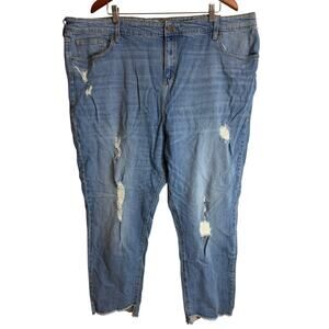 Universal Thread Straight Jeans Women 26W Plus Blue Distressed Raw Hem High Rise